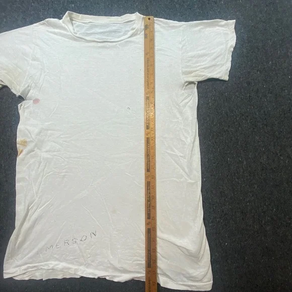 Vintage Distressed White Mens M Thrashed Grunge Single Stitch T-Shirt Emerson - Picture 7 of 9